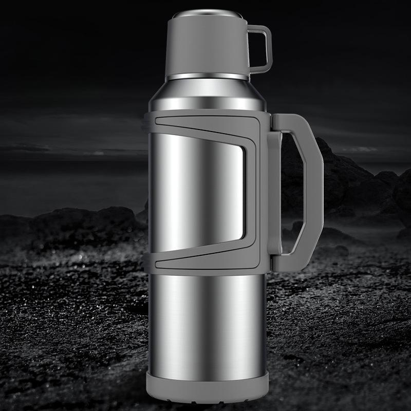 1/4 2L Large Stainless Steel Insulated Water Bottle Camping Travel Kettle Outdoor Sports Portable Car Thermos