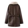 Women's Clothing Style Fashionable Hundred Combinations Belt Dual Color Fur Integrated Windbreaker Jacket