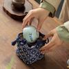 Vintage Chinese Style Stitched Tea Cup Pouch - Thickened Cotton Linen Travel Tea Set Bag for Zisha Teapot, Portable Storage Case