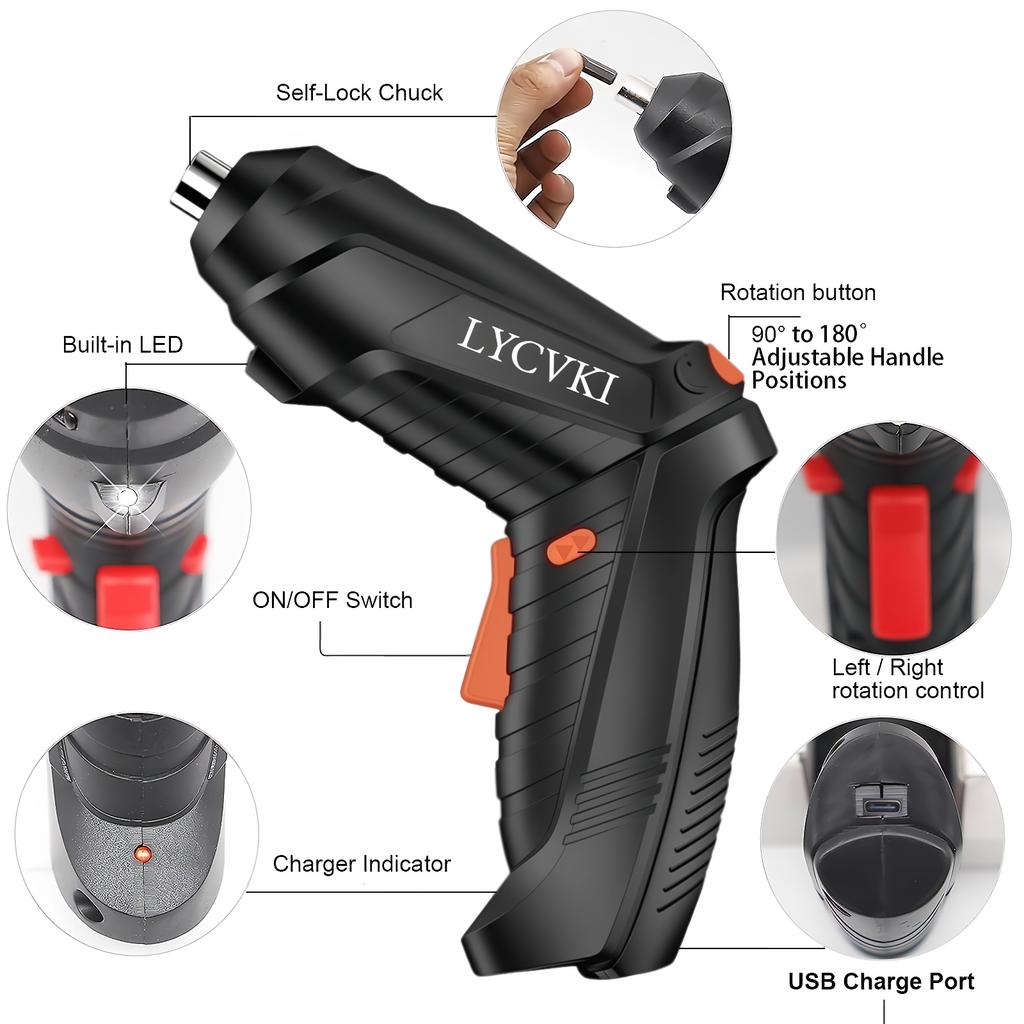 14pcs Electric Screwdriver Set USB Rechargeable Mini Electric Drill Tool Set Portable Cordless Screwdriver Home Repair Multitool Kit