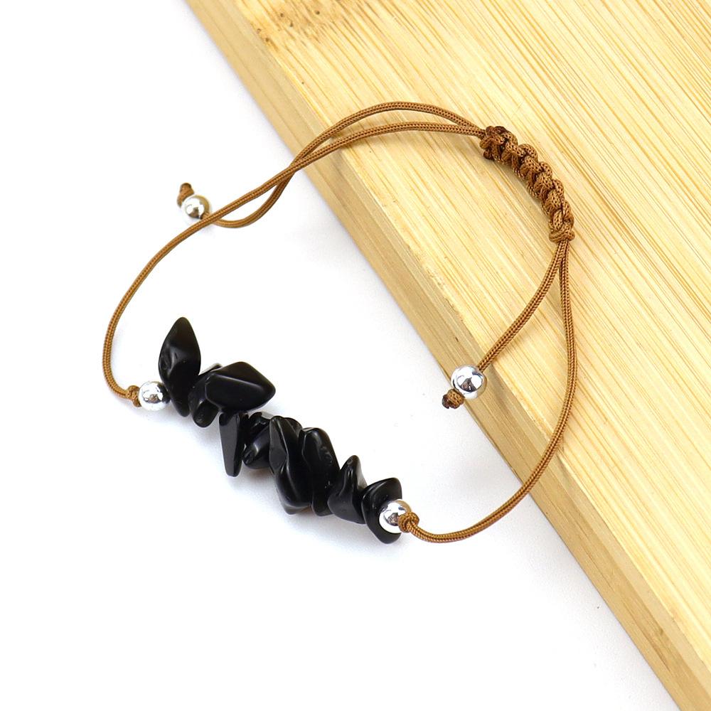 Popular Irregular Gravel Rough Stone Woven Wax Wire Bracelet Bohemian Tiger Eye Amethyst Beach Hand Rope B83