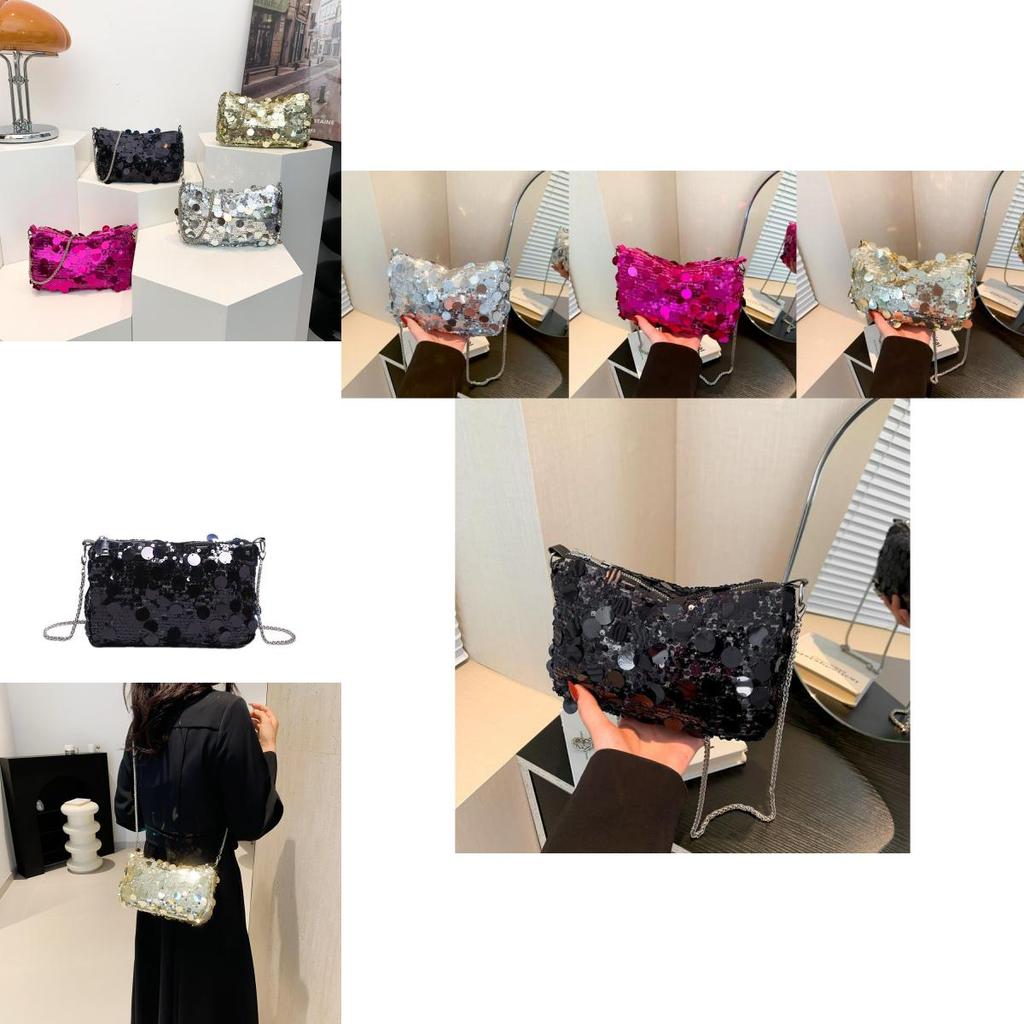 Stylish Korean Sequin Evening Bag For Women In Gold Silver Hot Pink And Black 2024