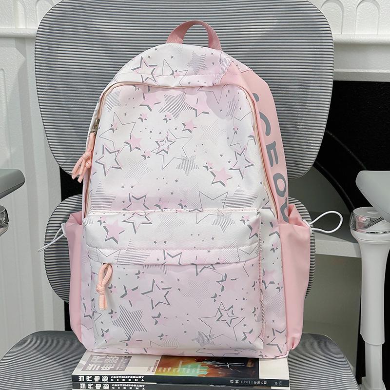 

High-Value Candy-Colored Backpack: Lightweight, Large Capacity for Outdoor Sports & Travel, Cute Star Design