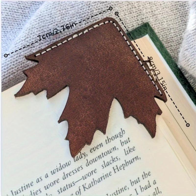 1PC Vintage Style Birch Leaf Bookmark - Leather Book Corner Gift for Book Lovers Him & Her