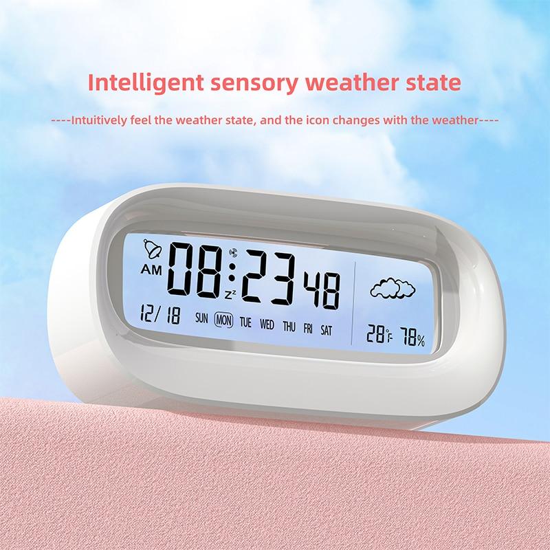 Humidity Calendar Desktop Alarm Clock Rechargeable LED Digital Alarm Clock Electronic Digital Alarm Screen Desktop Office Mute
