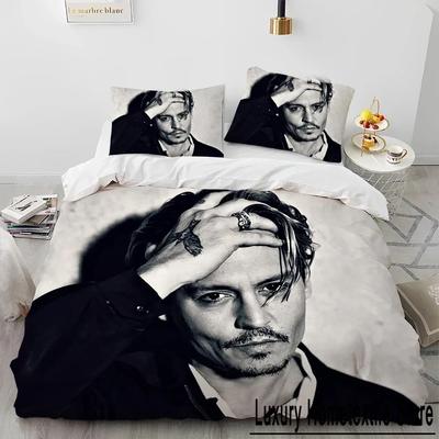 3D-gedrucktes Johnny Depp Serien-Bettwäscheset, Bettbezug, Kissenbezug, Kingsize- und Queensize-Bettwäscheset für Kinder