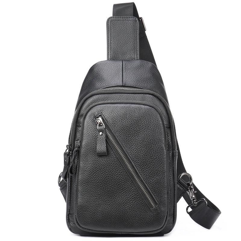 Men's Chest Bag, Genuine Leather Crossbody Bag, Men's Wear-resistant, Expandable, and Reduced Weight