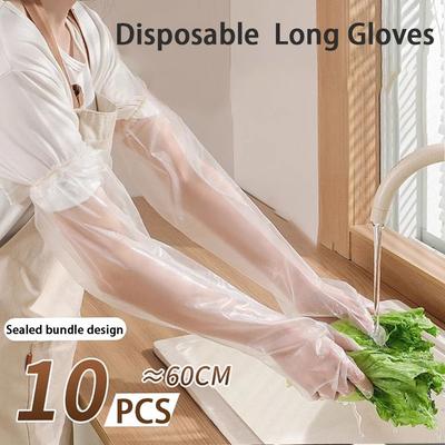 10PCS Plastic Disposable Gloves Waterproof Disposable Hand Sleeves Household Kitchen Washing Dishes