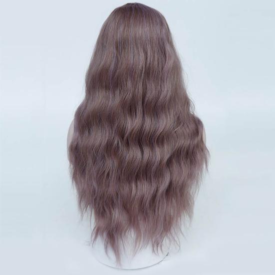 Peruca com franja Cosplay Cabelo longo cacheado Fibra Alta temperatura para festa