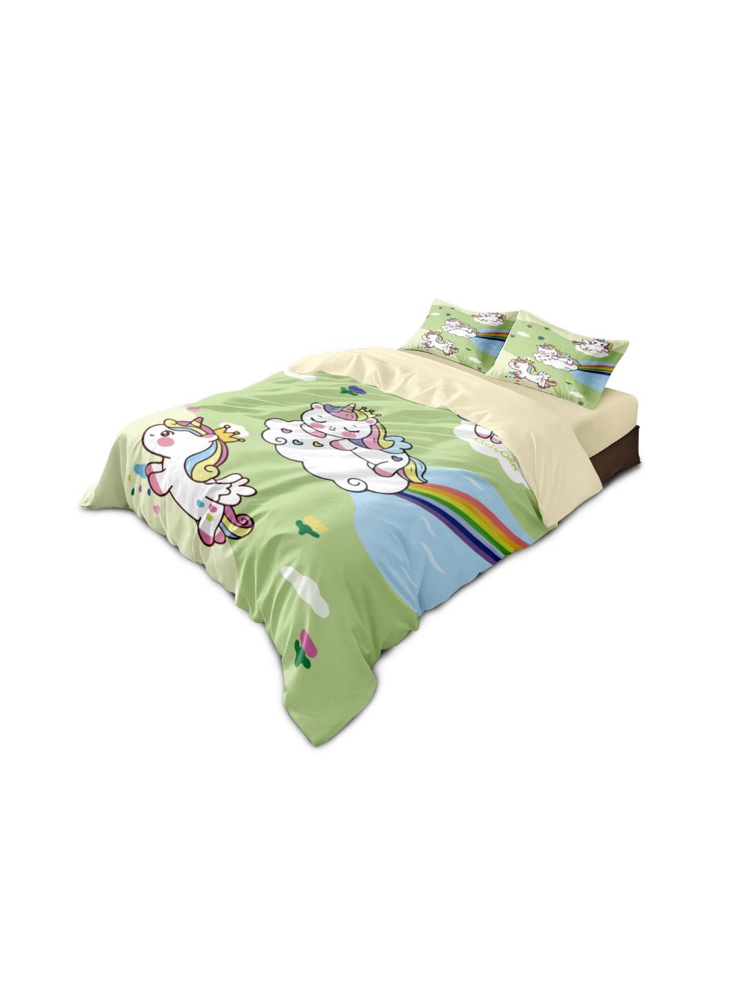 

3Pcs Dreamy Rainbow Unicorn Print Coreless Quilt Set Multiple Sizes Bedrooms Dormitories Soft And Comfortable, Machine Washable 135x200cm-EU-Single&set