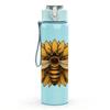 1PC Sunflower Bee Insect Pattern 750ml Color Plastic Sports Water Bottle Leakproof Flip Straw Lid Suitable for Sports Office Home Use