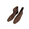 Square head suede versatile thick heel thin boots short boots women's autumn and winter velvet 2025 new Martin boots Korean ankle boots