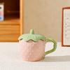 Strawberry Mug Ceramic Cup with Lid Cute Home Office Coffee Cup for Women Dormitory
