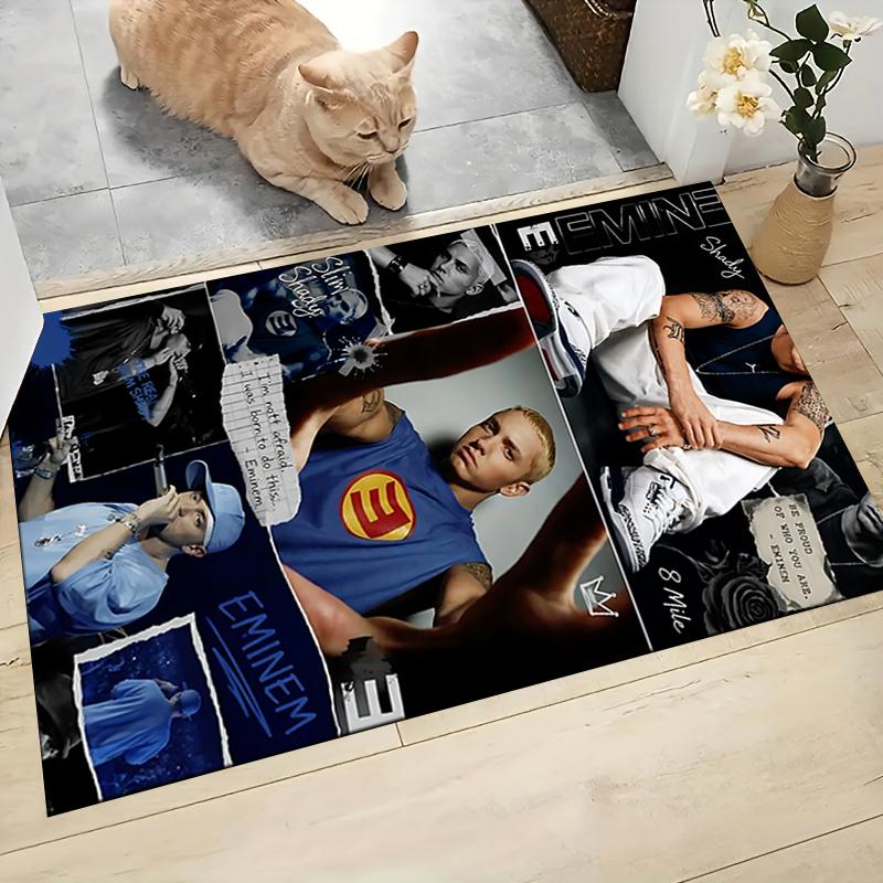 Eminem'S Musical Journey Carpet Rug Soft Washable Anti Slip Home Living Room Sofa Mats Personalized Christmas Rug