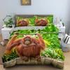 Orangutan Duvet Cover King Queen Size Cute Monkey Bedding Set Palm Leaves Tropical Botanical Polyester Comforter Cover for Adult