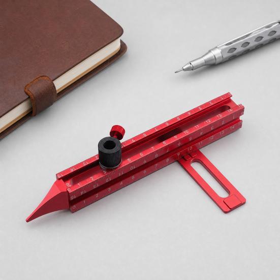 Magnetic Base Spirit Level, Multi-Function Scribing Tool, DIY Woodworking Scriber Line Maker, Portable Aluminum Alloy Woodworking Compass Scriber Tool