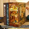 New DIY Book Nook Kit 3D Wooden Miniature Dollhouse Bookend Building with LED Light Bookshelf Decoration Birthday New Year Gifts