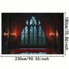 One-person Gothic window lightning red curtains polyester photography background Halloween decoration party background