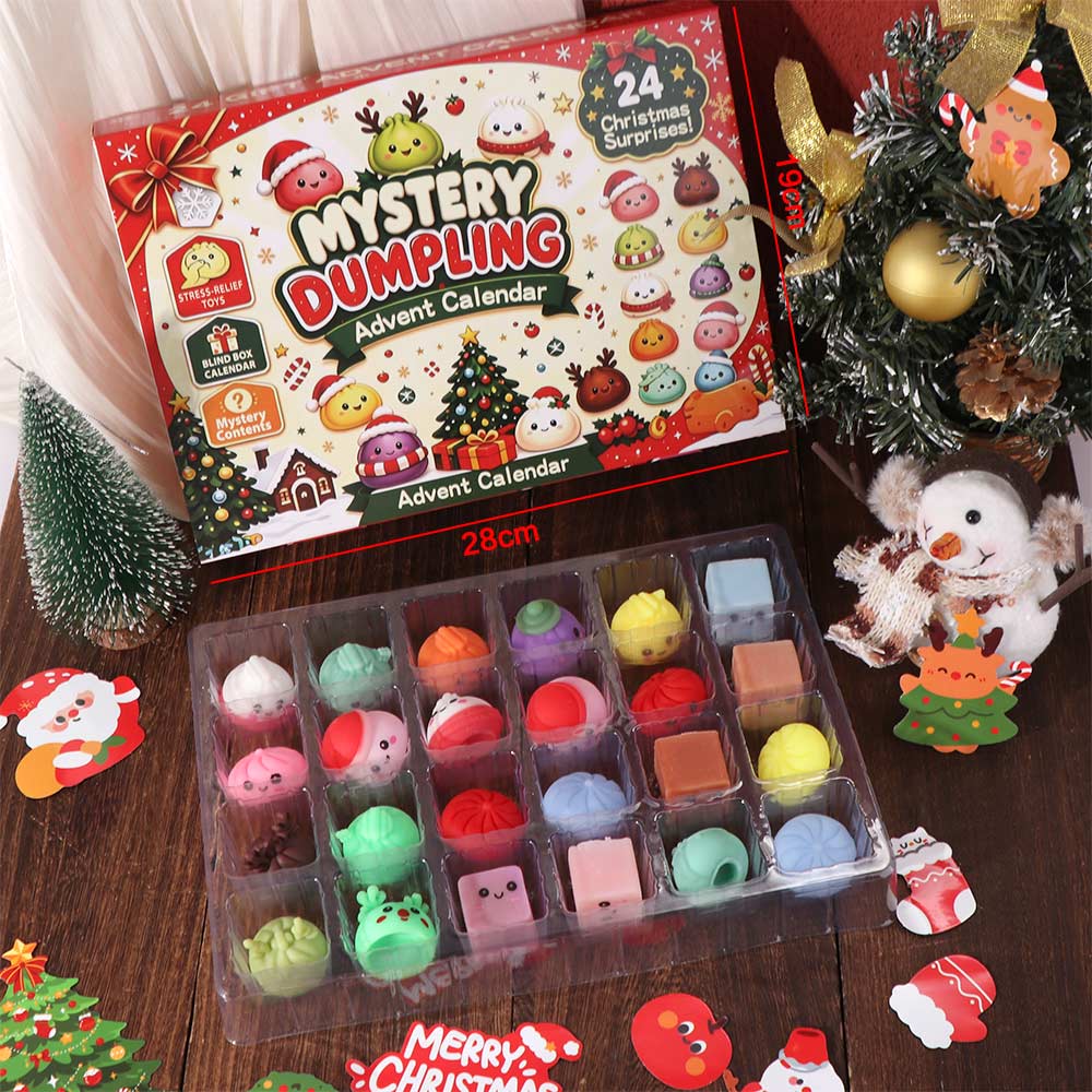 24Pcs Christmas Toy Squishy Pinch Toy Kit Dumpling Slow Rising Squeeze Toy Kids