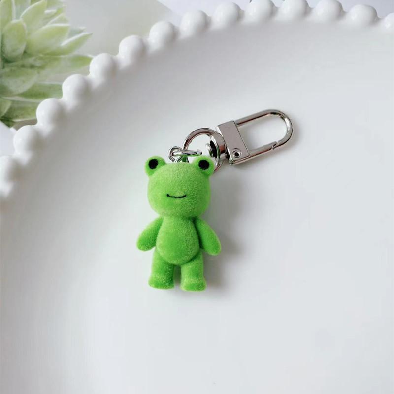 

Cute 3D Flocking Frog Keychain Flocked Little Frog Couple Mobile Phone Pendant Car Keyring Earphone Backpack Charms Bag Decor A