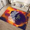 "Spiritual Verse with Fiery Background Rug" Non-slip rug suitable for living room and bedroom sofas.