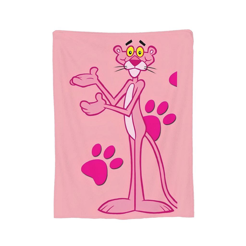 Pinks Panthers Cartoon Flannel Throw Blankets Leopard Head Blanket for Sofa Office Lightweight Thin Bedding Throws,