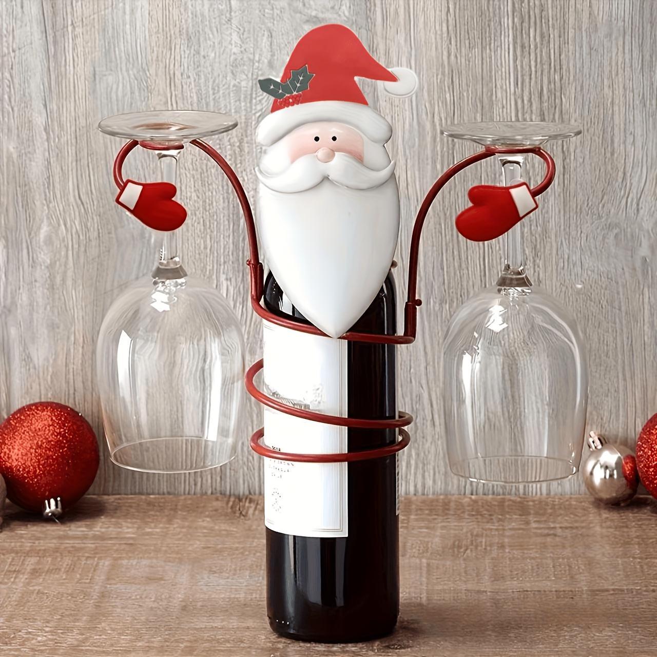 

1pc 2-in-1 Christmas Wine Bottle Holder, Santa Shaped Stand, Festive Party Decor, Sturdy Rack for Counter, Gift for Wine Lovers