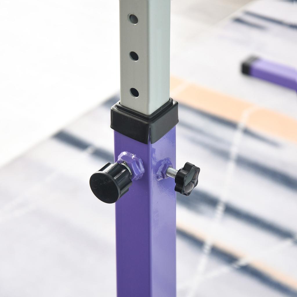 Height Adjustable Gymnastics Horizontal Bar for Kids, Children Junior Kip High Bar Fitness, Purple