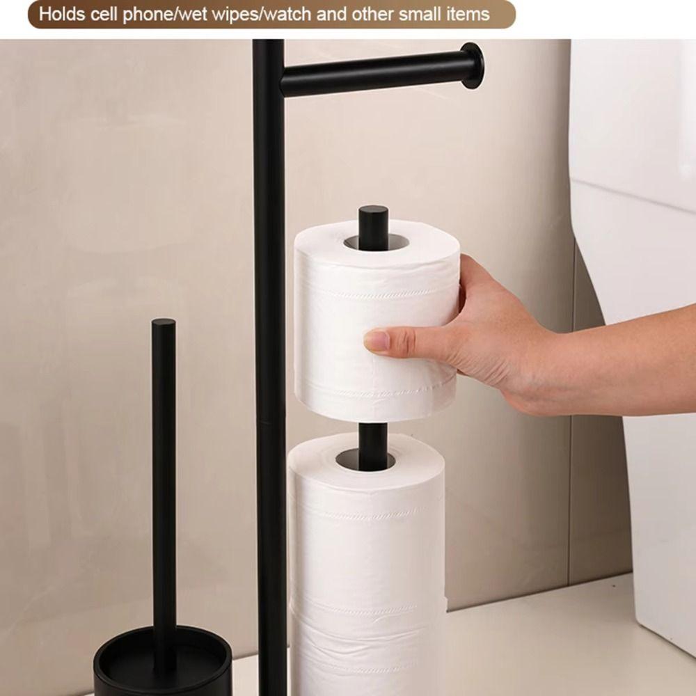 Stainless Steel Toilet Brush And Paper Stand With Toilet Brush Vertical Paper Storage Rack Bedroom