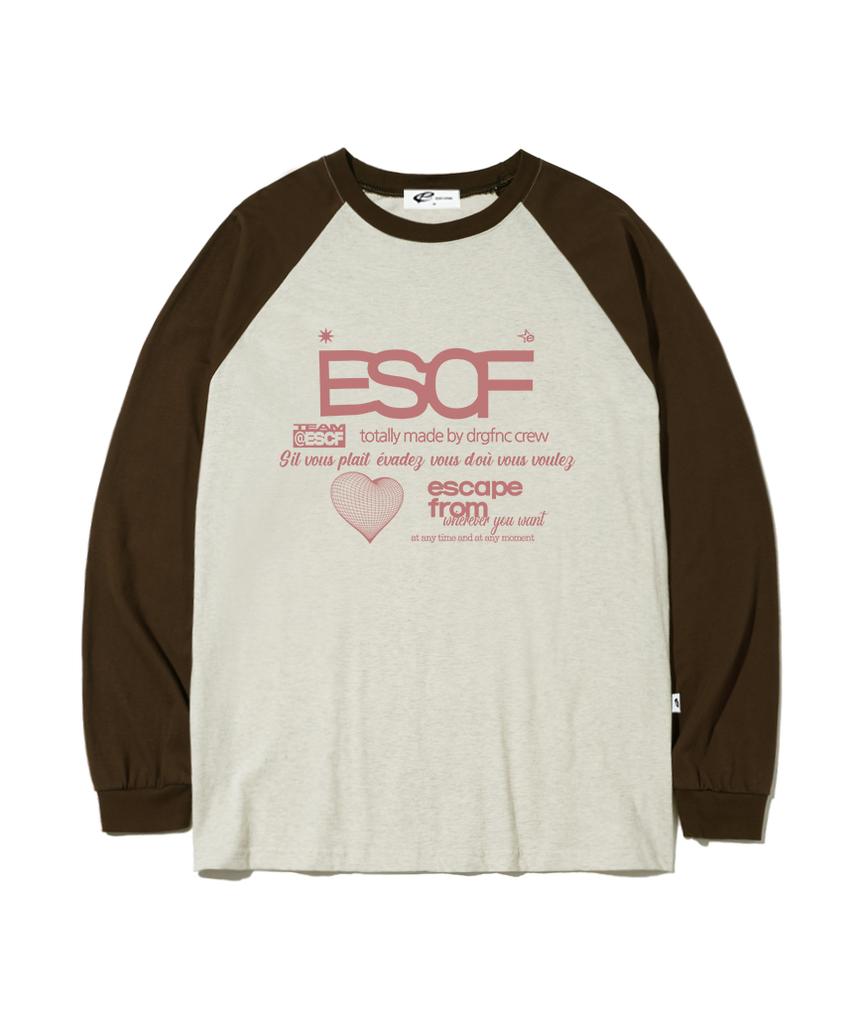 ESCAPEFROM Brick Heart Crew Collection Print Long Sleeve Brown