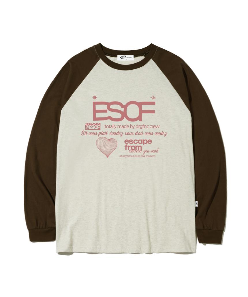 Escape From Brick Heart Crew Collection Print Long Sleeve Brown M