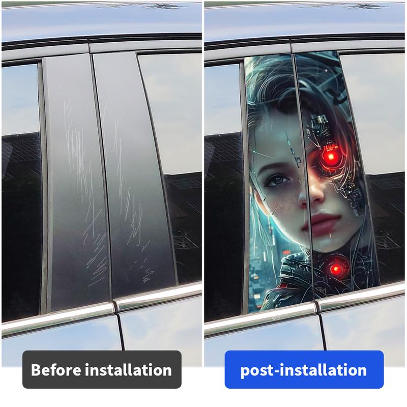 Cyberpunk Mädchen Autoaufkleber Lustig Auto B-Säule Wasserdichte Dekoration DIY Abdeckung Autotüren Säule Sonnenschutz Aufkleber Zubehör