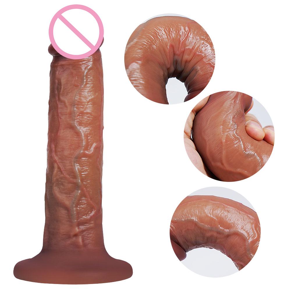 Soft Double-layer Silicone Huge Suction Cup Penis Realistic Dildo Lesbian Toy Fake Dick Big Anal Dildos Adult Sex Toys for Woman