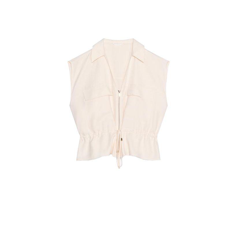 Summer New Arrival Safari Jacket V Neck Unisex Style Tops 1971140 Elastic Waist Wide Leg Pants 1971040