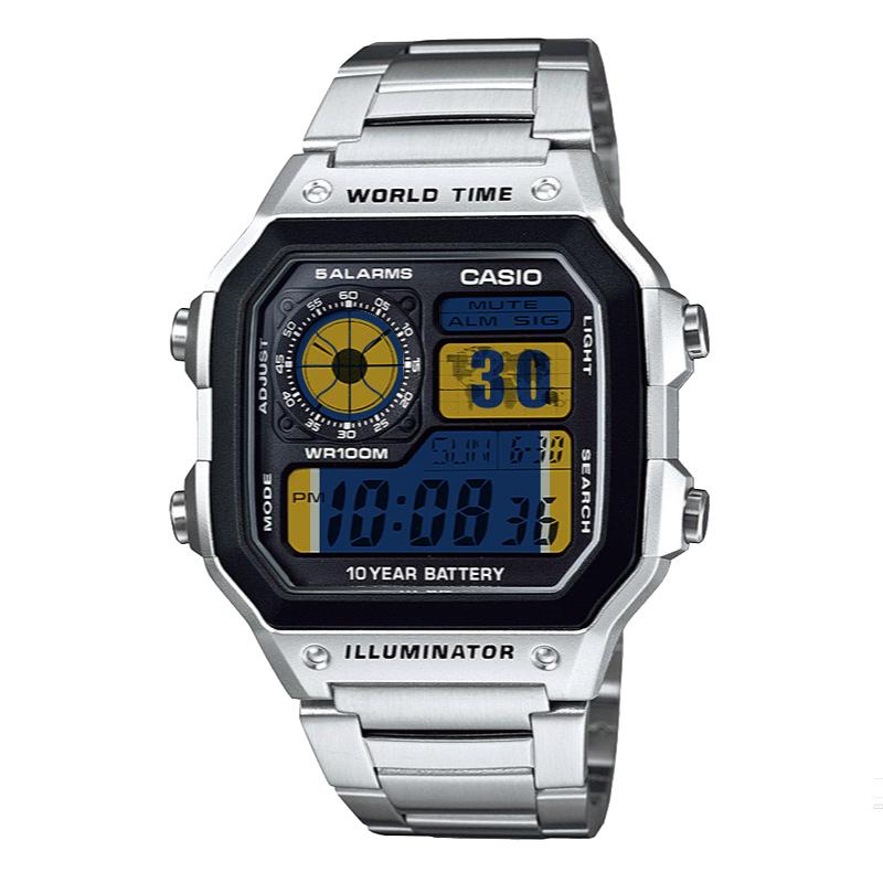 Casio Reloj personalizado serie modificada baloncesto juvenil Cuarzo Correa de Acero mismo estilo para hombres y mujeres esfera de color AE-1200WHD-1A