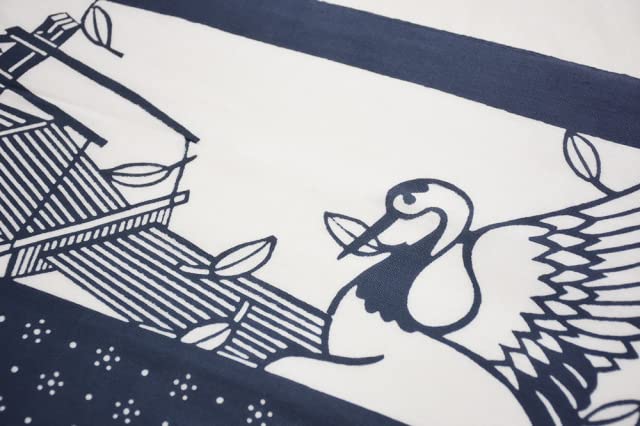 Chikusen Japanese Tenugui Japanese Folktale The Return of Favor 34cm x Made in Japan Hand-Dyed Towel, Series Crane's [Approx. 93cm],