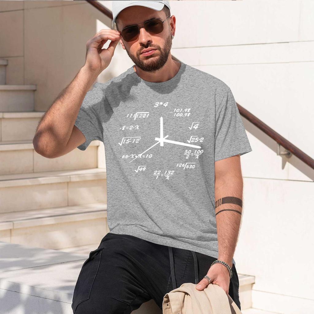 2026 New Model Unisexs Tshirt 100 Cotton Casual Funny Math Clock Print Summer Loose Oneck T Shirt For Unisex Short Sleeve Tshirt