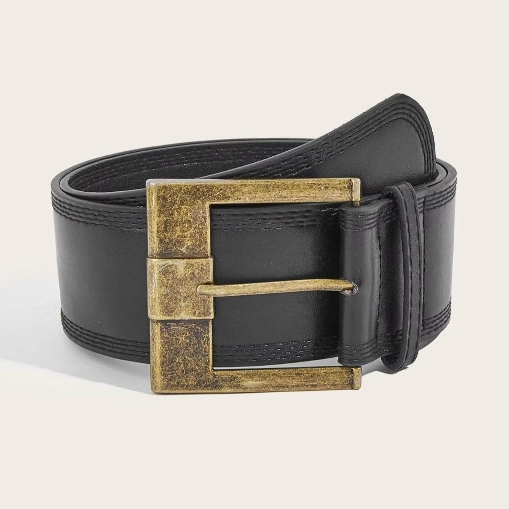 Effen Kleur Brede Tailleband Y2K PU Leer Taillebanden Metalen Gesp Brede Riem Broek Decoratie