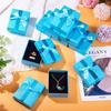 Craftdady 12 Pack Light Sky Blue Jewelry Boxes, Small Rectangle Paper Jewelry Present Boxes with Lids Bowknot Necklace Pendant Ring Earring Packing