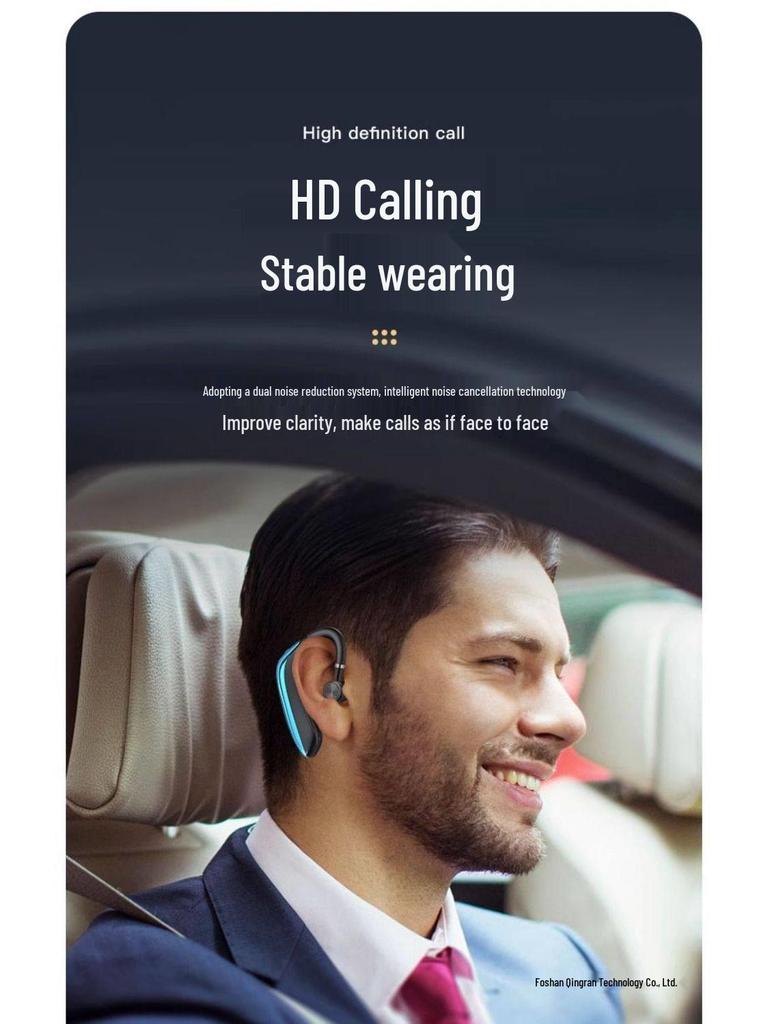 Bluetooth Over-Ear Headphones with Ultra-Long Battery Life & High-Quality Sound, Suitable for Driving, Wearable on Either Ear