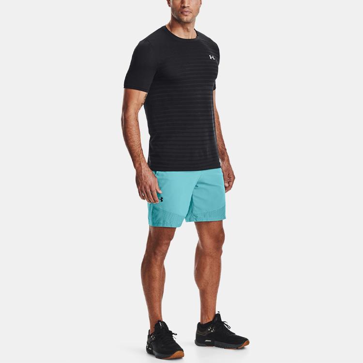 Under Armour Striped Training Short Sleeve T-Shirt Men tops Black 1361133-001