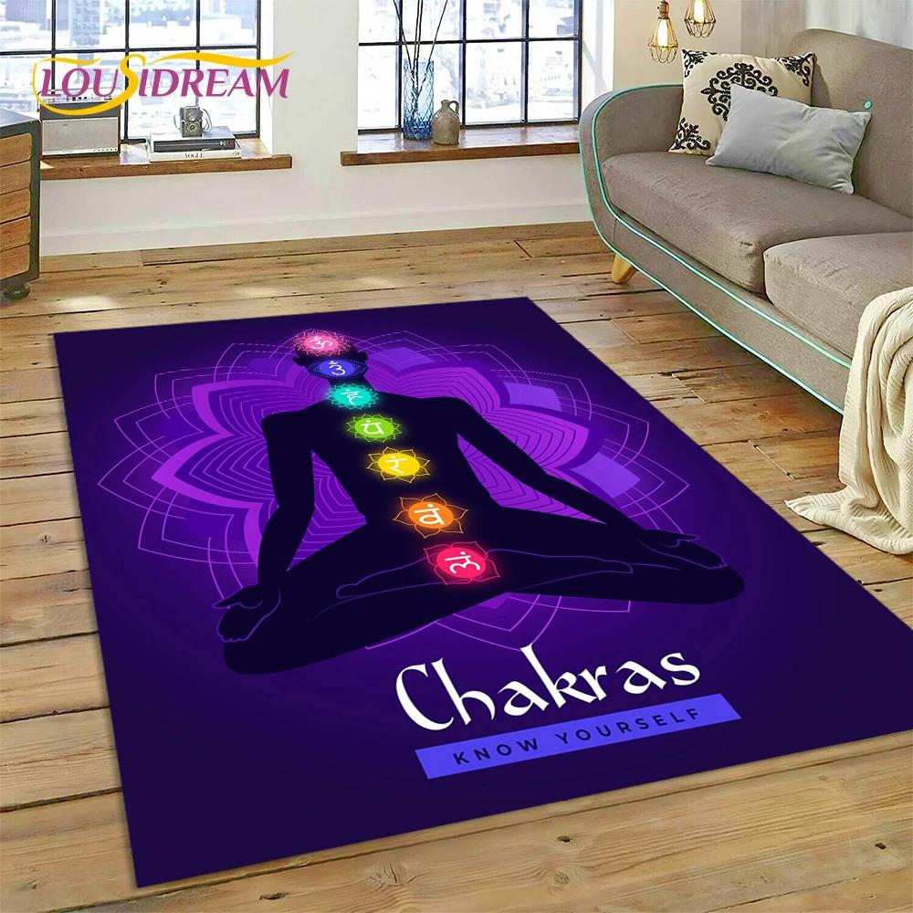 3D Yoga Meditation Rainbow 7 Chakra Carpet Rug for Bedroom Living Room Home Sofa Decoration,Children Game Large Decor Floor Mat