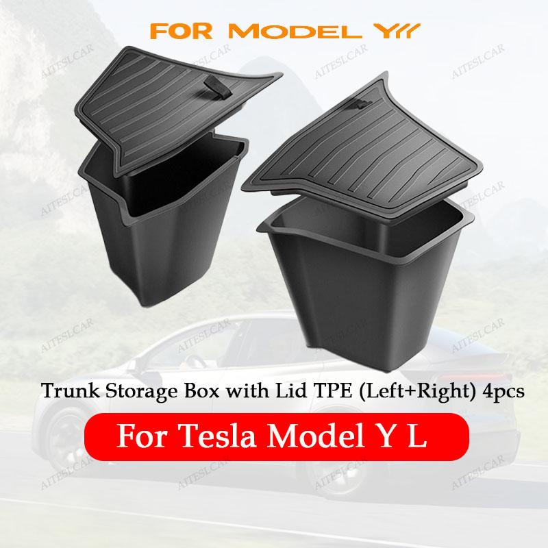 For Tesla Model Yl Launch  Rear Trunk Side Storage Bucket Left Right Organizer Box Waterproof Car Cargo Storage Container