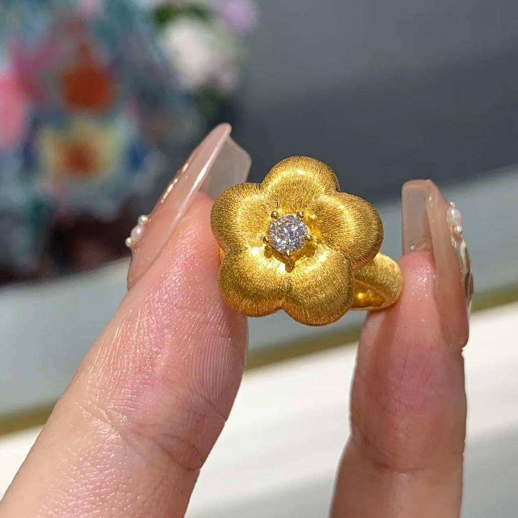 Classic High quality plum blossom brushed ring new in light Shiny luxury flower exquisite ring wedding wedding ring
