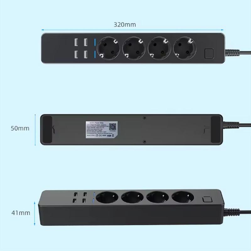 WIFI Smart Power Strip with 4 AC Outlets + 4 USB EU Plug Timer Switch Socket Timing Bluetooth Control Multi-functional Socket