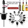 Multi-Pack Stainless Steel Wine Oil Vinegar Pourer with Conical Spout Leak-proof Sealed Stopper for Liquor Bottles - 3/6/12Pcs
