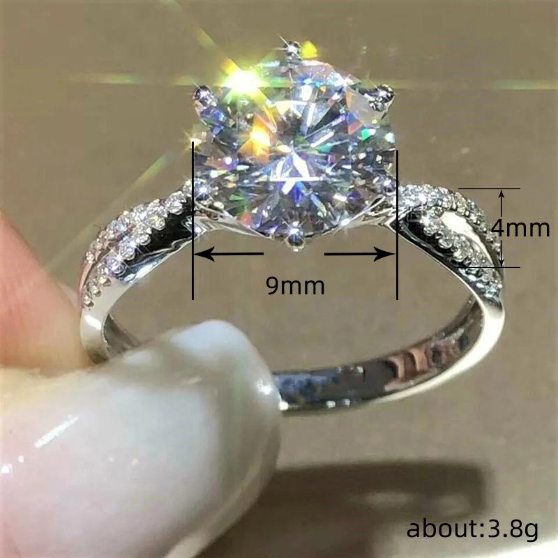 Cao Shi Classic Six-Claw Micro-Inlaid Women's Luxury Fashion Wedding Ring