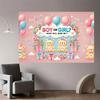 2D Gender Reveal Teddy Bear Tapestry, Pink Blue Balloon Baby Shower Decor