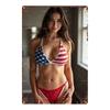 D Flat Pc Metal Sign WomenS Swimwear Themed On The American Flag Flat Printed Iron Plaque Square Iron Wall Art X Inc