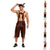 Tradiční bavorské vyšívané pánské šle Lederhosen Festivalový kostým Vintage styl Kalhoty ke kolenům Párty oblečení